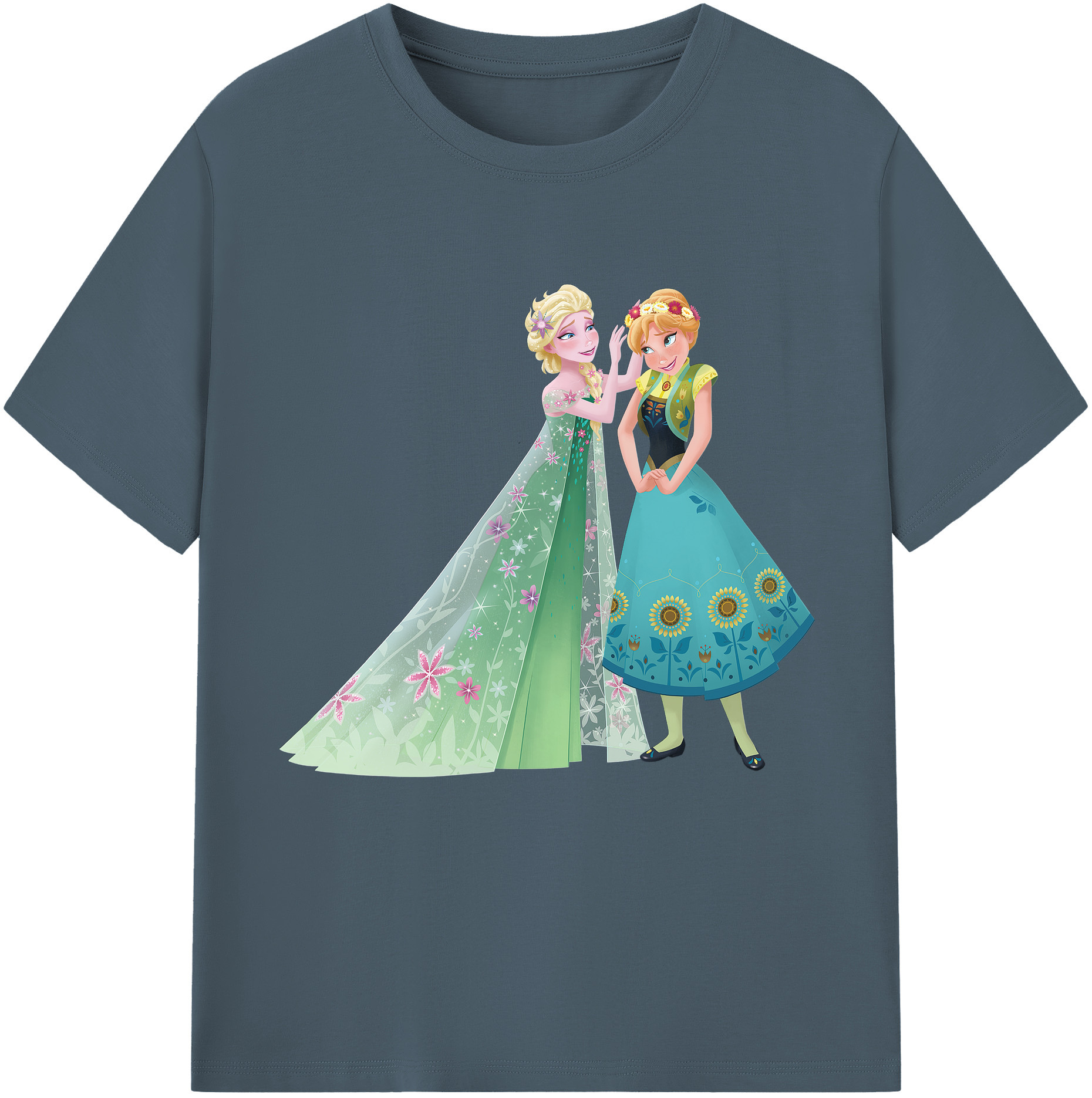 （画像用） アナと雪の女王 アンナ エルサ Frozen Anna Elsa 綿100％半袖Tシャツ（フロントプリント）